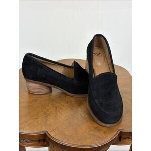 Sofft Black Suede Women's Stacked Heel Loafer Shoes Ladies Comfort Heel Size 9